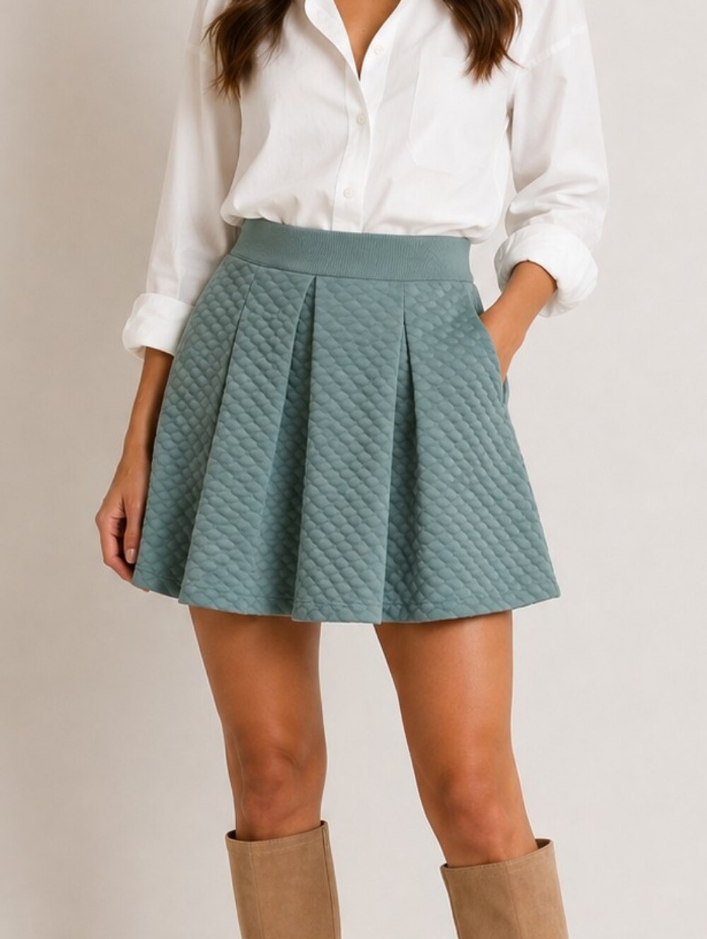 H&M Pleated Flared Elastic Waist Size S/M Skirt